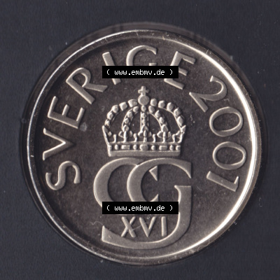Münzen Schweden / Sverige Eurovorläufer, Umlaufmünze vor Euroeinführung 1993-2009, 5 Kronen 2001 KMS (1) Sammlung