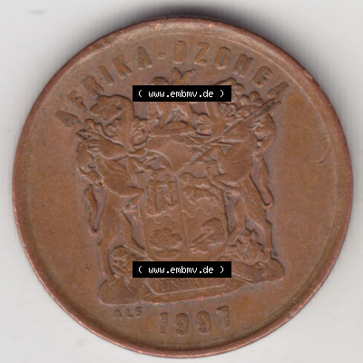Münzen aus Afrika Südafrika / South Africa Umlaufmünze 1996-2000, 5 Cent 1997 (2) Sammlung