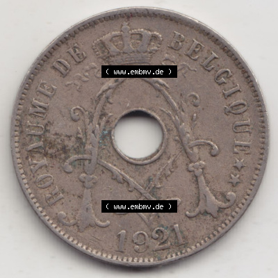 Münzen Belgien Eurovorläufer, Umlaufmünze vor Euroeinführung 1913-1929, 25 Ces, 1921 Centimes Belgique (2) Sammlung