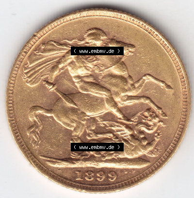Münzen Großbritannien Eurovorläufer, Umlaufmünze vor Euroeinführung 1893-1901, 1 Pfund Sovereign Goldmünze in Gold 1899... Sammlung