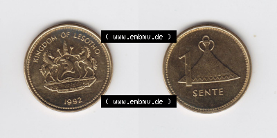 Münzen aus Afrika Lesotho Umlaufmünze 1992-1992, 1 Sente (3) Sammlung