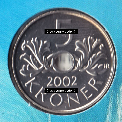 Münzen Norwegen / Norway Eurovorläufer, Umlaufmünze vor Euroeinführung 1998-2017, 5 Kroner, Kronen 2002 (2) Sammlung