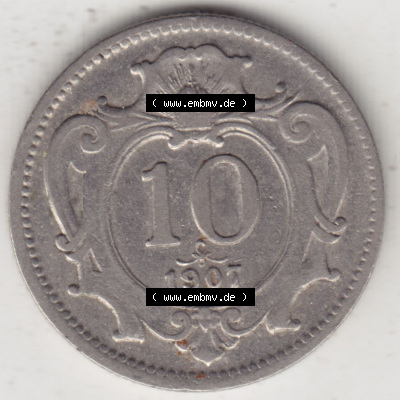 Münzen Österreich / Austria Eurovorläufer, Umlaufmünze vor Euroeinführung 1892-1911, 10 Heller 1907 (1) Sammlung