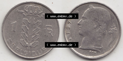 Münzen Belgien Eurovorläufer, Umlaufmünze vor Euroeinführung 1950-1988, 1 Francs-Franken 1976 II. Belgique (3) Sammlung