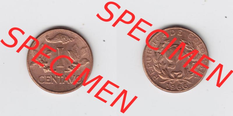 Münzen aus Amerika Kolumbien / Columbia Umlaufmünze 1966, 1 I Centavo (3) Sammlung