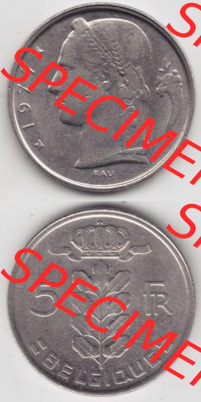 Münzen Belgien Eurovorläufer, Umlaufmünze vor Euroeinführung 1948-1981, 5 Francs Belgique (4) Sammlung