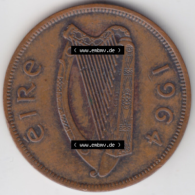 Münzen Irland Eurovorläufer, Umlaufmünze vor Euroeinführung 1940-1968, 1 Penny 1964 (1) Sammlung