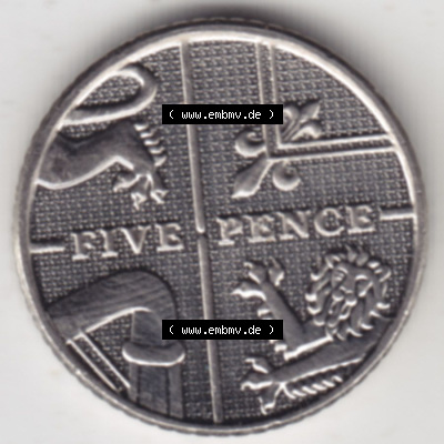 Münzen Großbritannien Eurovorläufer, Umlaufmünze vor Euroeinführung 2011-2015, 5 Pence (1) Sammlung