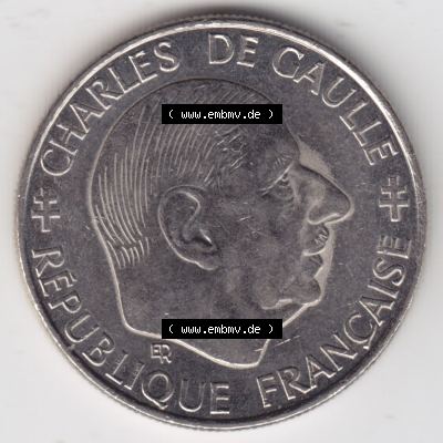 Münzen Frankreich Eurovorläufer, Umlaufmünze vor Euroeinführung 1988-1988, 1 Francs, Franken 1988. Rückseite einer Münze aus Europa als Digitales... Sammlung