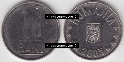 Münzen Rumänien / România Eurovorläufer, Umlaufmünze vor Euroeinführung 2005-2012, 10 Bani 2005 (3) Sammlung