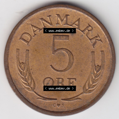 Münzen Dänemark / Danmark Eurovorläufer, Umlaufmünze vor Euroeinführung 1964, 5 Öre (1) Sammlung