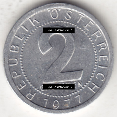 Münzen Österreich / Austria Eurovorläufer, Umlaufmünze vor Euroeinführung 1950-1994, 2 Groschen 1977 (2) Sammlung