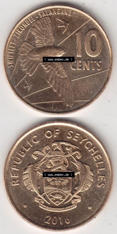 Münzen aus Afrika Seychellen / Seychelles Umlaufmünze 2016-2021, 10 Cent 2016 (4) Sammlung