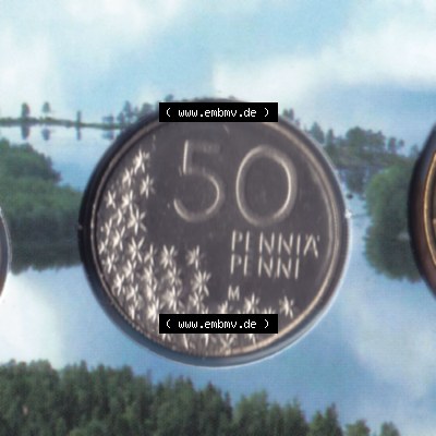 Münzen Finnland / SUOMI Eurovorläufer, Umlaufmünze vor Euroeinführung 2001, 50 Penni, Penniä. Vorderseite einer Münze aus Finnland SUOMI in Europa... Sammlung