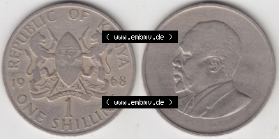 Münzen aus Afrika Kenia / Kenya Umlaufmünze 1966-1968, 1 One Shilling, Schilling 1968 (3) Sammlung