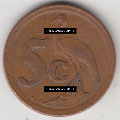 Münzen aus Afrika Südafrika / South Africa Umlaufmünze 1990-1995, 5 Cent 1990 (1) Sammlung