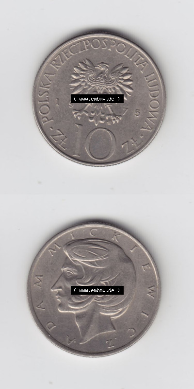 Münzen Polen / Polska Eurovorläufer, Umlaufmünze vor Euroeinführung 1975-1976, 10 Zlotych 1975 (4) Sammlung