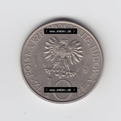Münzen Polen / Polska Eurovorläufer, Umlaufmünze vor Euroeinführung 1975-1976, 10 Zlotych 1975 (1) Sammlung