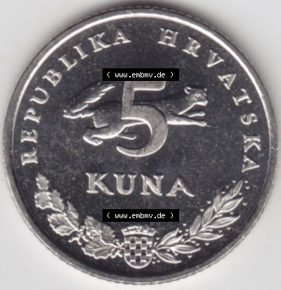 Münzen Kroatien Eurovorläufer, Umlaufmünze vor Euroeinführung 1994-2022, 5 Kuna 2000 (2) Sammlung