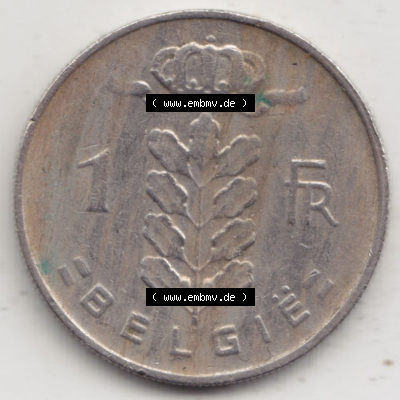 Münzen Belgien Eurovorläufer, Umlaufmünze vor Euroeinführung 1950-1988, 1 Francs-Franken 1968 Belgie (1) Sammlung