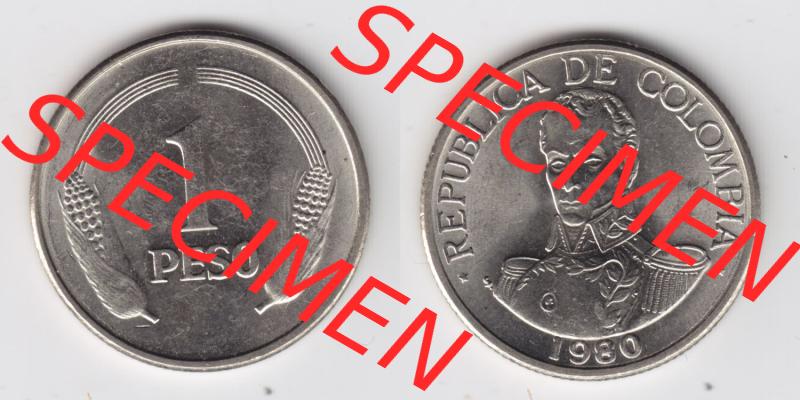 Münzen aus Amerika Kolumbien / Columbia Umlaufmünze 1980, 1 Peso (3) Sammlung
