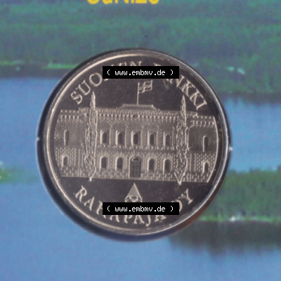 Münzen Finnland / SUOMI Eurovorläufer, Umlaufmünze vor Euroeinführung 2001, Kursmünzensatz-Medaille. Vorderseite einer Münze... Sammlung