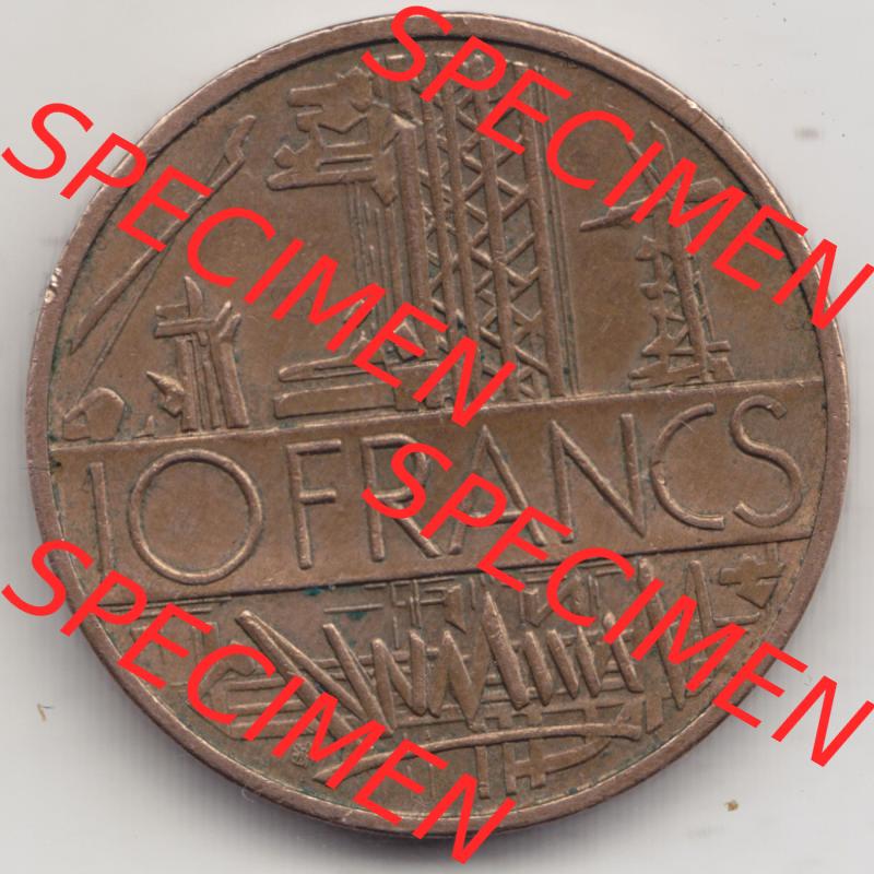 Münzen Frankreich Eurovorläufer, Umlaufmünze vor Euroeinführung 1974-1987, 10 Franken-Francs 1984. Vorderseite einer Münze aus Europa als Digitales Bild /... Sammlung