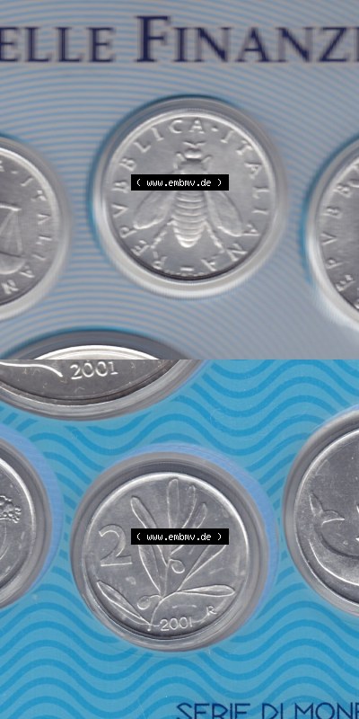 Münzen Italien / Italia Eurovorläufer, Umlaufmünze vor Euroeinführung 1953-2001, 2 Lira-Lire Insekt Münze 2001 (4) Sammlung