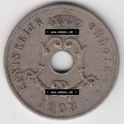 Münzen Belgien Eurovorläufer, Umlaufmünze vor Euroeinführung 1908-1909, 25 Cen, Centimes Koninkrijk Belgie (1) Sammlung