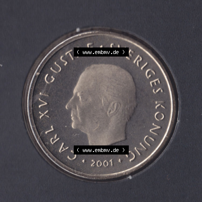 Münzen Schweden / Sverige Eurovorläufer, Umlaufmünze vor Euroeinführung 2001-2012, 1 Krone 2001 KMS (1) Sammlung