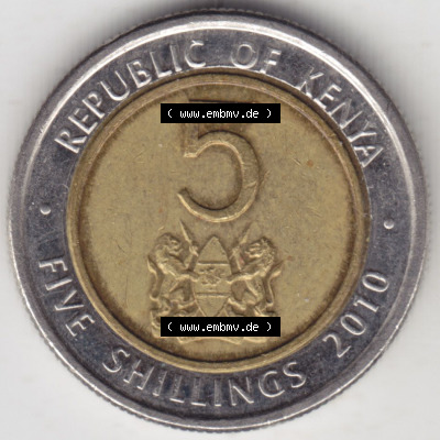 Münzen aus Afrika Kenia / Kenya Umlaufmünze 2010-2010, 5 Schilling - Shillings 2010 (1) Sammlung