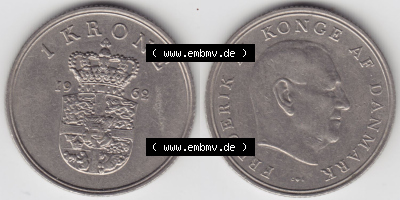 Münzen Dänemark / Danmark Eurovorläufer, Umlaufmünze vor Euroeinführung 1962, 1 Krone (3) Sammlung