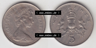 Münzen Großbritannien Eurovorläufer, Umlaufmünze vor Euroeinführung 1968-1981, New Pence 1968 (3) Sammlung