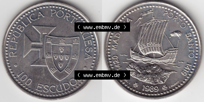 Münzen Portugal Eurovorläufer, Sondermünze vor Euroeinführung 1989-1989, 100 Escudos 1420 Madeira Porto Santo 1419 (3) Sammlung