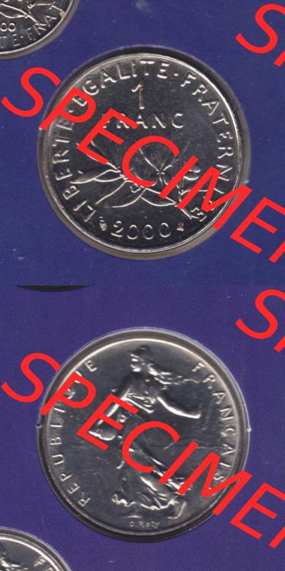 Münzen Frankreich Eurovorläufer, Umlaufmünze vor Euroeinführung 2000, 1 Francs. Vorderseite und Rückseite Vertikal Untereinander, passend für Mobile-Geräte,... Sammlung