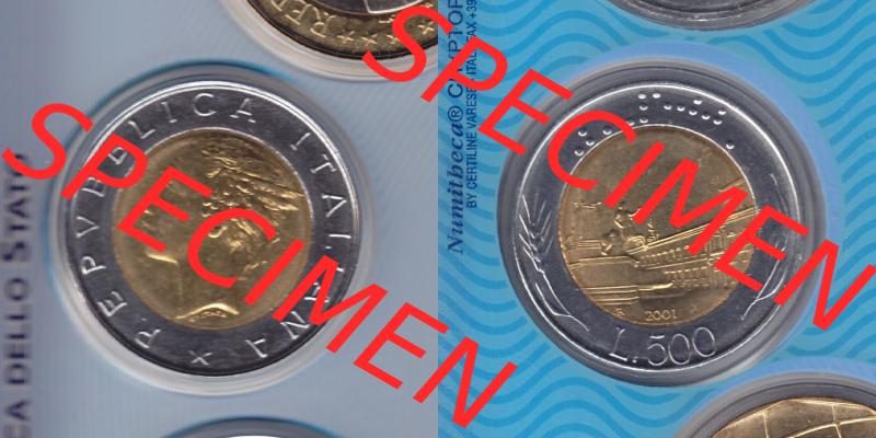 Münzen Italien / Italia Eurovorläufer, Umlaufmünze vor Euroeinführung 1982-2001, 500 Lira-Lire Unedles Metall 2001 (3) Sammlung