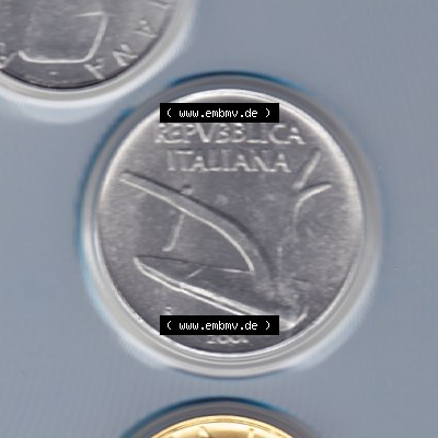 Münzen Italien / Italia Eurovorläufer, Umlaufmünze vor Euroeinführung 1951-2001, 10 Lira-Lire Kleine Münze 2001 (1) Sammlung