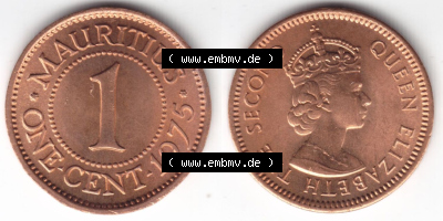 Münzen aus Afrika Mauritius Umlaufmünze 1953-1978, 1 Cent 1975 (3) Sammlung
