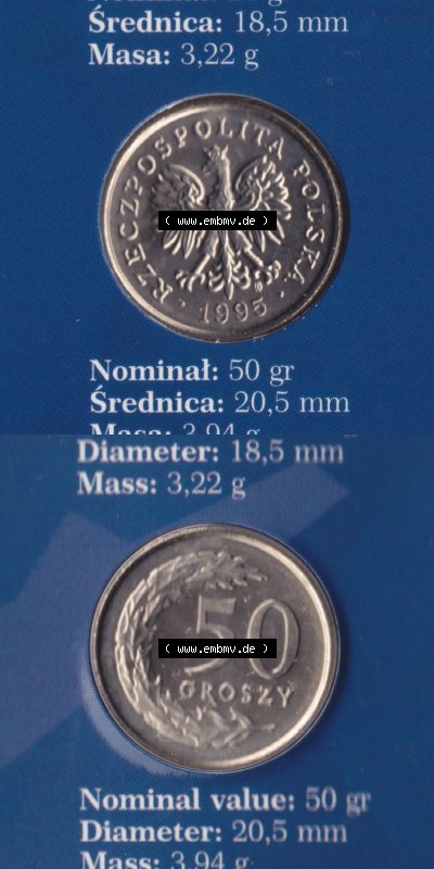 Münzen Polen / Polska Eurovorläufer, Umlaufmünze vor Euroeinführung 1995, 50 Groszy (4) Sammlung