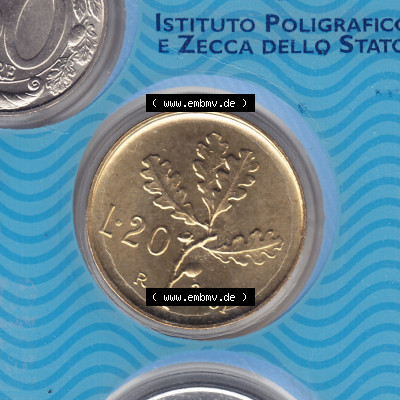 Münzen Italien / Italia Eurovorläufer, Umlaufmünze vor Euroeinführung 1956-2001, 20 Lira-Lire Kleinmünze 2001 (2) Sammlung