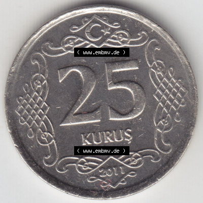 Münzen Türkei / Türkiye Eurovorläufer, Umlaufmünze vor Euroeinführung 2009-2013, 25 Kurus (1) Sammlung