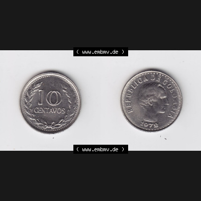 Münzen aus Amerika Kolumbien / Columbia Umlaufmünze 1972, 10 Centavos (3) Sammlung
