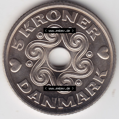 Münzen Dänemark / Danmark Eurovorläufer, Umlaufmünze vor Euroeinführung 2013, 5 Kroner, Kronen (1) Sammlung