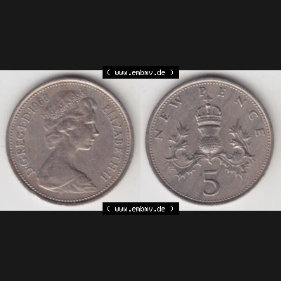 Münzen Großbritannien Eurovorläufer, Umlaufmünze vor Euroeinführung 1968-1981, New Pence 1968 (3) Sammlung
