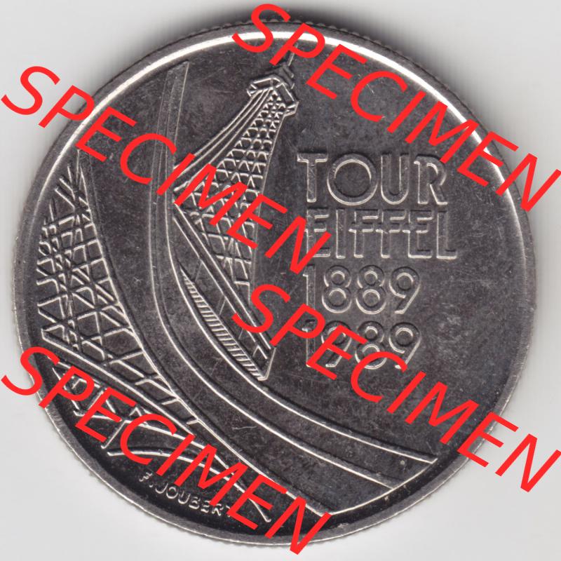 Münzen Frankreich Eurovorläufer, Umlaufmünze vor Euroeinführung 1989-1989, 5 Francs Franken Eiffelturm. Rückseite einer Münze aus Europa als Digitales Bild... Sammlung