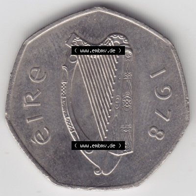Münzen Irland Eurovorläufer, Umlaufmünze vor Euroeinführung 1970-2000, 50 Pence 1978 (1) Sammlung