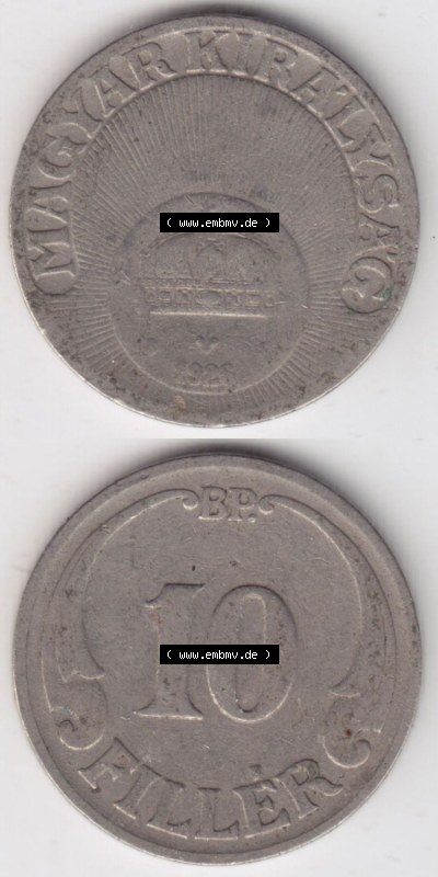 Münzen Ungarn / Magyarország Eurovorläufer, Umlaufmünze vor Euroeinführung 1926-1940, 10 Filler 1926 (4) Sammlung
