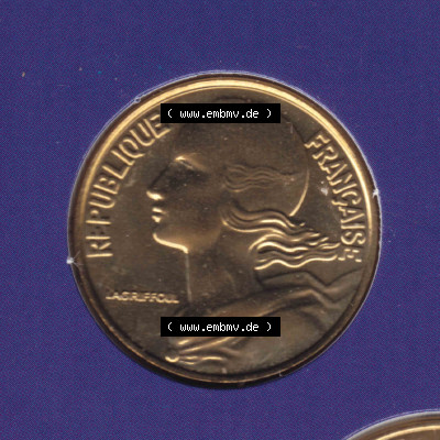 Münzen Frankreich Eurovorläufer, Umlaufmünze vor Euroeinführung 2000, 20 Centimes. Rückseite einer Münze aus Europa als... Sammlung