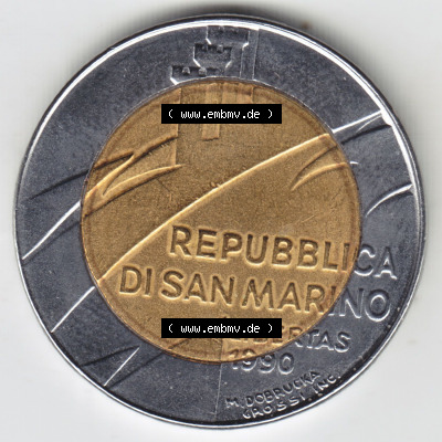 Münzen San Marino / Saint Marin Eurovorläufer, Sondermünze vor Euroeinführung 1990-1990, 500 Lire 1600 Jahre San Marino (2) Sammlung