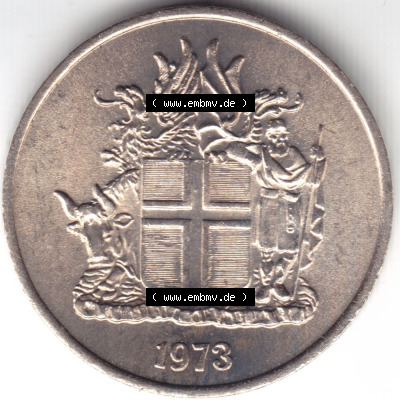 Münzen Island Eurovorläufer, Umlaufmünze vor Euroeinführung 1969-1980, 5 Kronur, Kronen 1973 (1) Sammlung